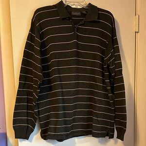 Van Heusen Dark Green/Gray Striped Polo Shirt
